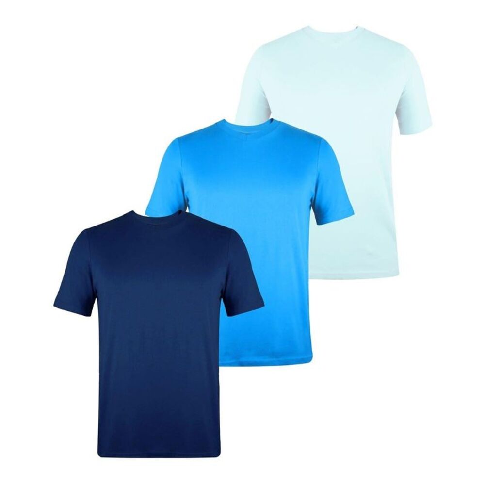 Donnay Mens Cotton Blend T-Shirt (Pack of 3) / Light Blue/Blue/Dark Blue